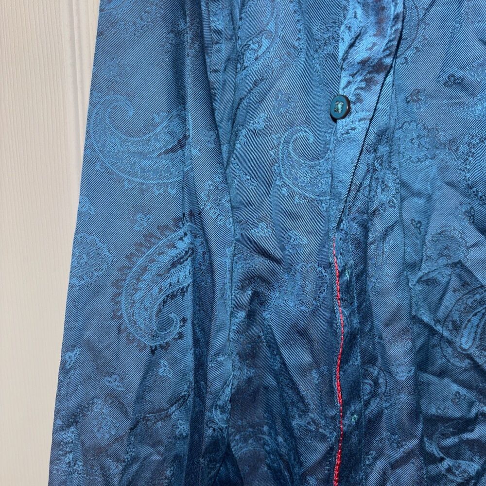 Robert Graham Shirt Mens Small Button Up Flip Cuff Classic Fit Teal - Picture 3 of 5